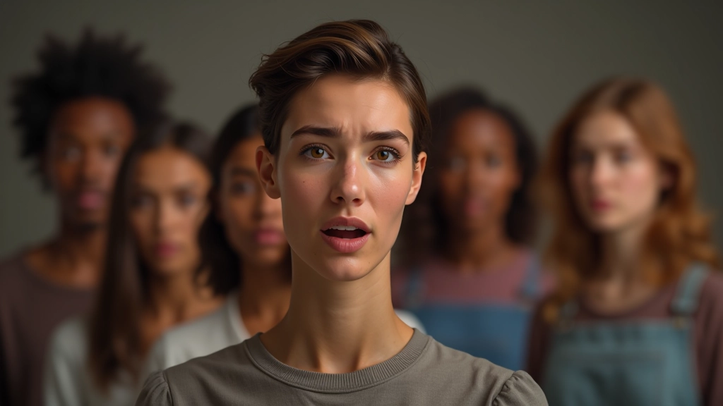 Diferentes expressões faciais representadas de forma artística, mostrando a diversidade de emoções humanas e reações